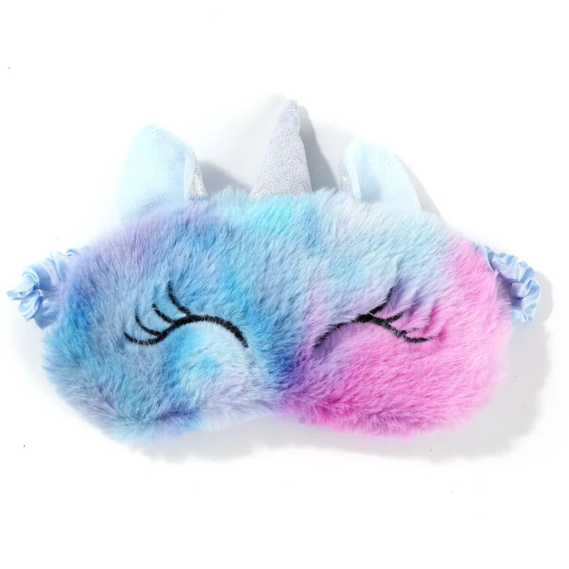Colorful unicorn sleep mask with a white background