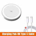 Wireless charging pad with a 1-meter Type C cable on a white background