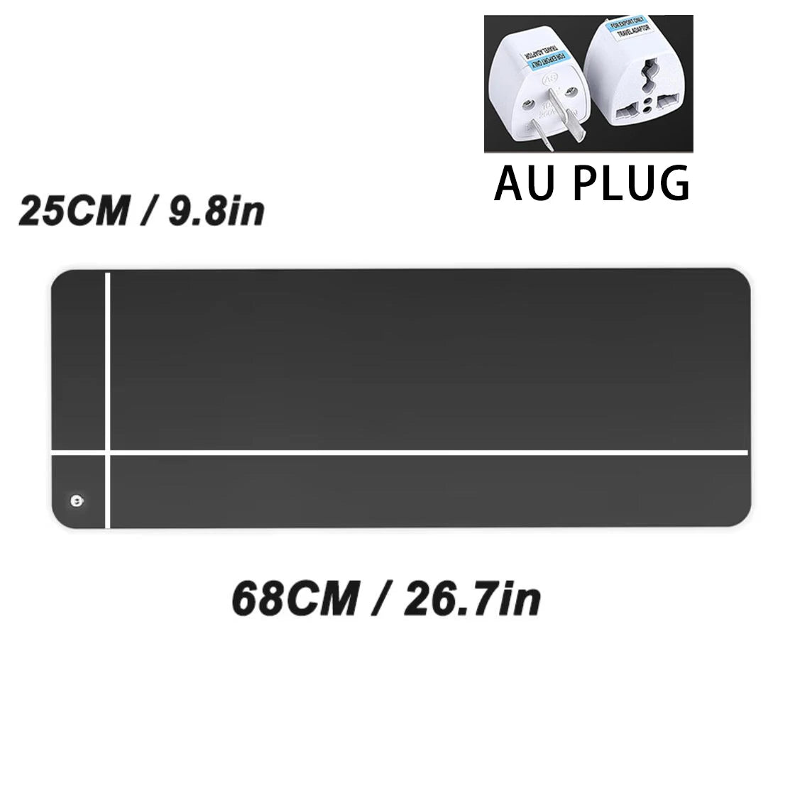 Black cable with measurements and AU plug illustration on a white background
