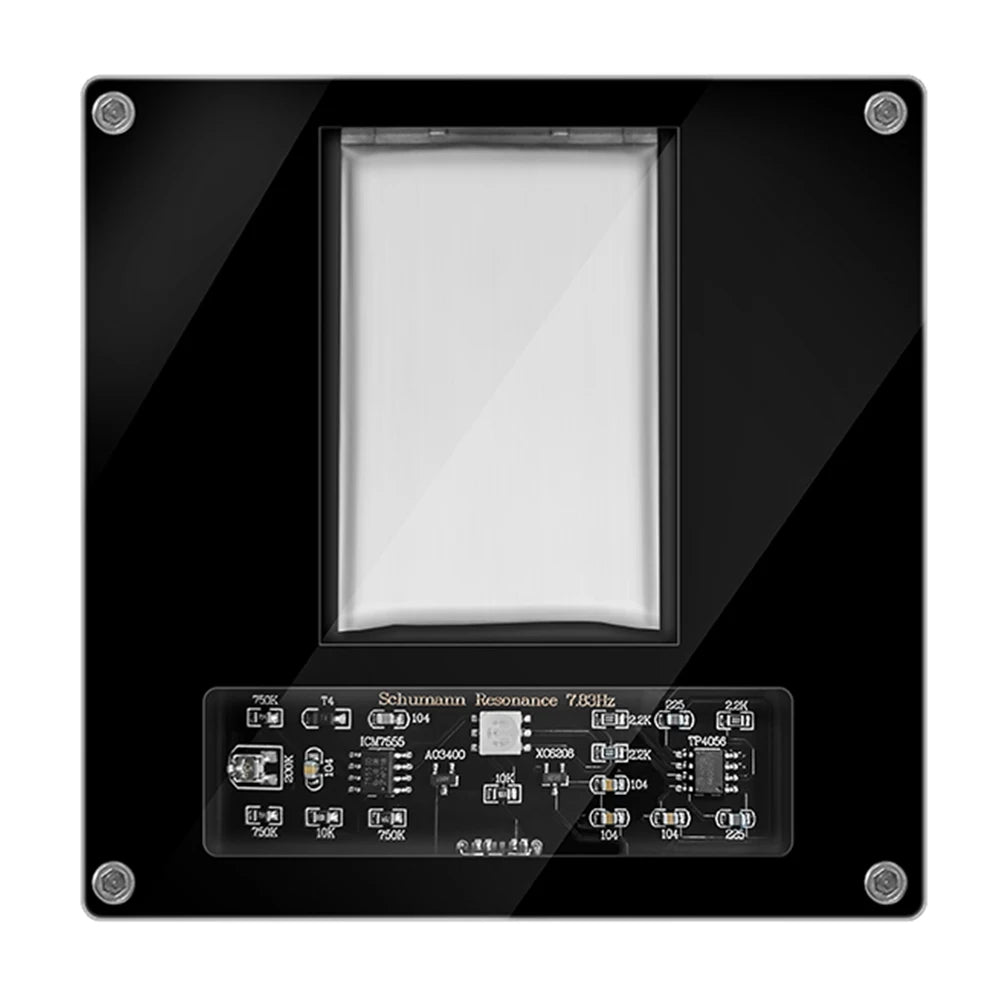 Black electronic device with a white screen and labeled components on a white background