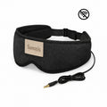Sanosis sleep mask headphones black with logo and wired cable on a white background