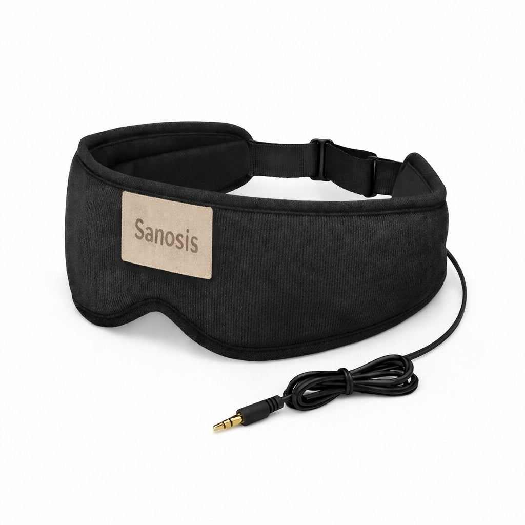 Sanosis Ascend - Wired Enhanced Performance Audio Mask, 100% Blackout, 3D Eye Comfort
