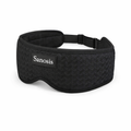 A black textured sleep mask with an adjustable strap and a black brand label reading 'Sanosis' on the front, set against a plain white background.