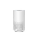 White cylindrical planter with perforated design on a white background