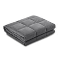 Folded gray weighted blanket on a white background